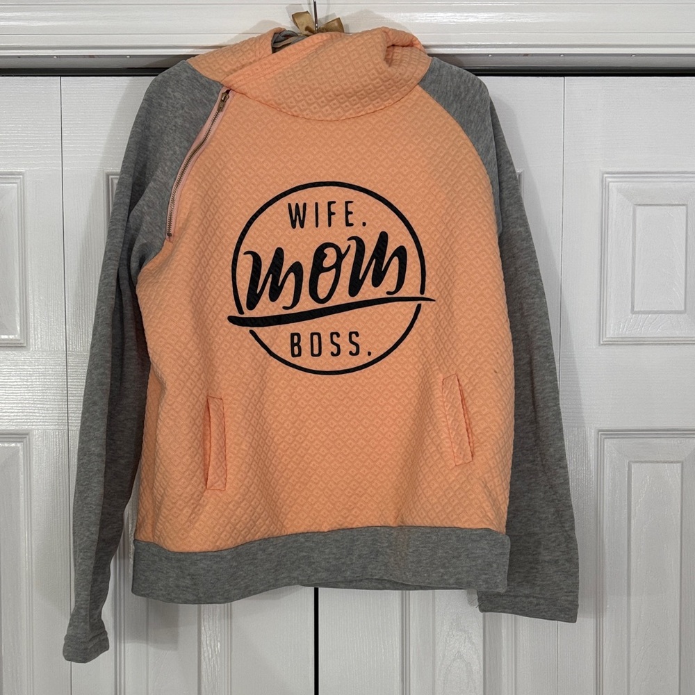 Women's Peach and Gray Hoodie